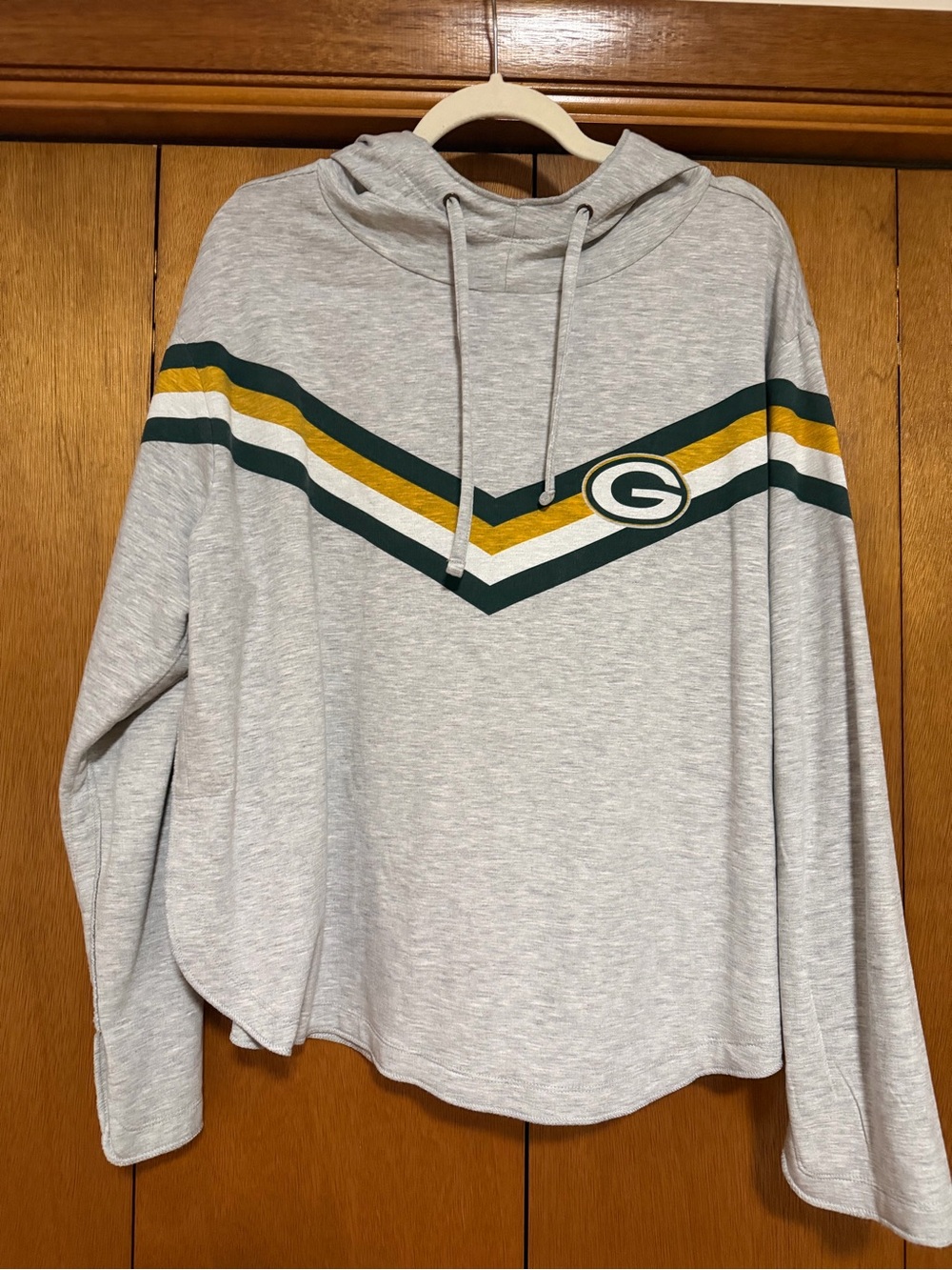 Team Apparel Gray Pullover Hoodie with Green and Gold Chevron